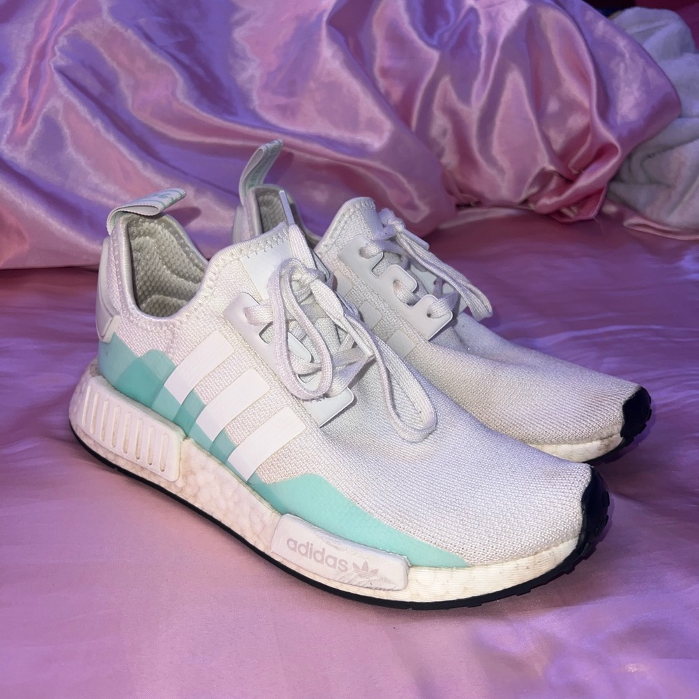 Adidas NMDS- white with teal accents